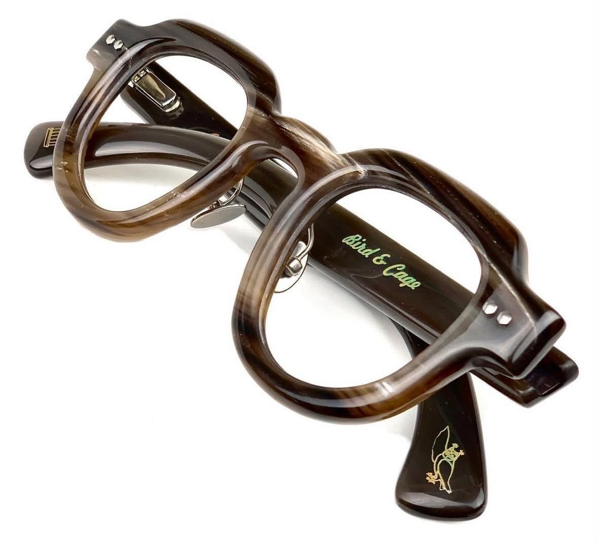 Brown Patterned Square Eyeglass Frame with Vintage-Inspired Fashion Design